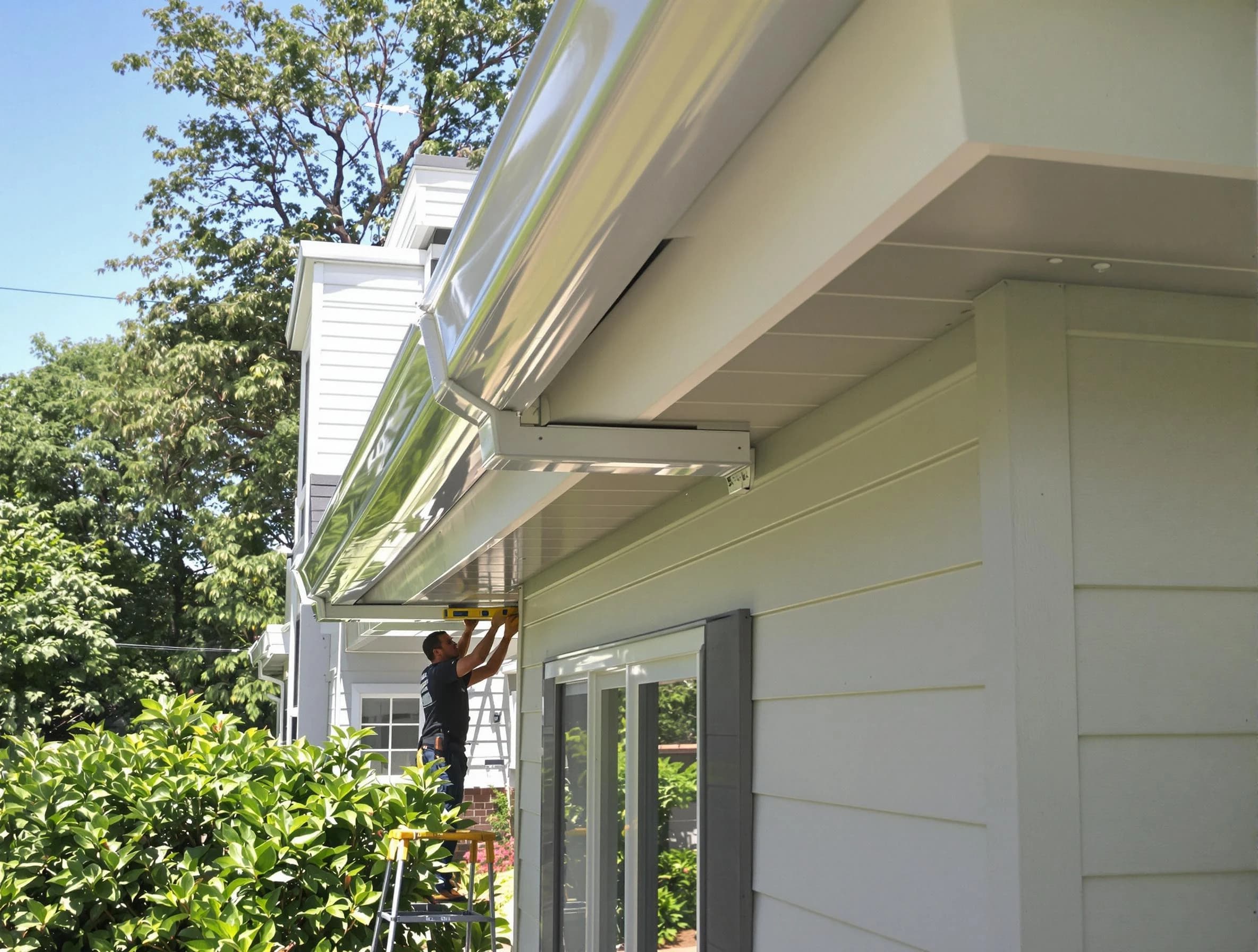 Properly aligned gutter system installed by Akron Roofing Company in Akron, OH