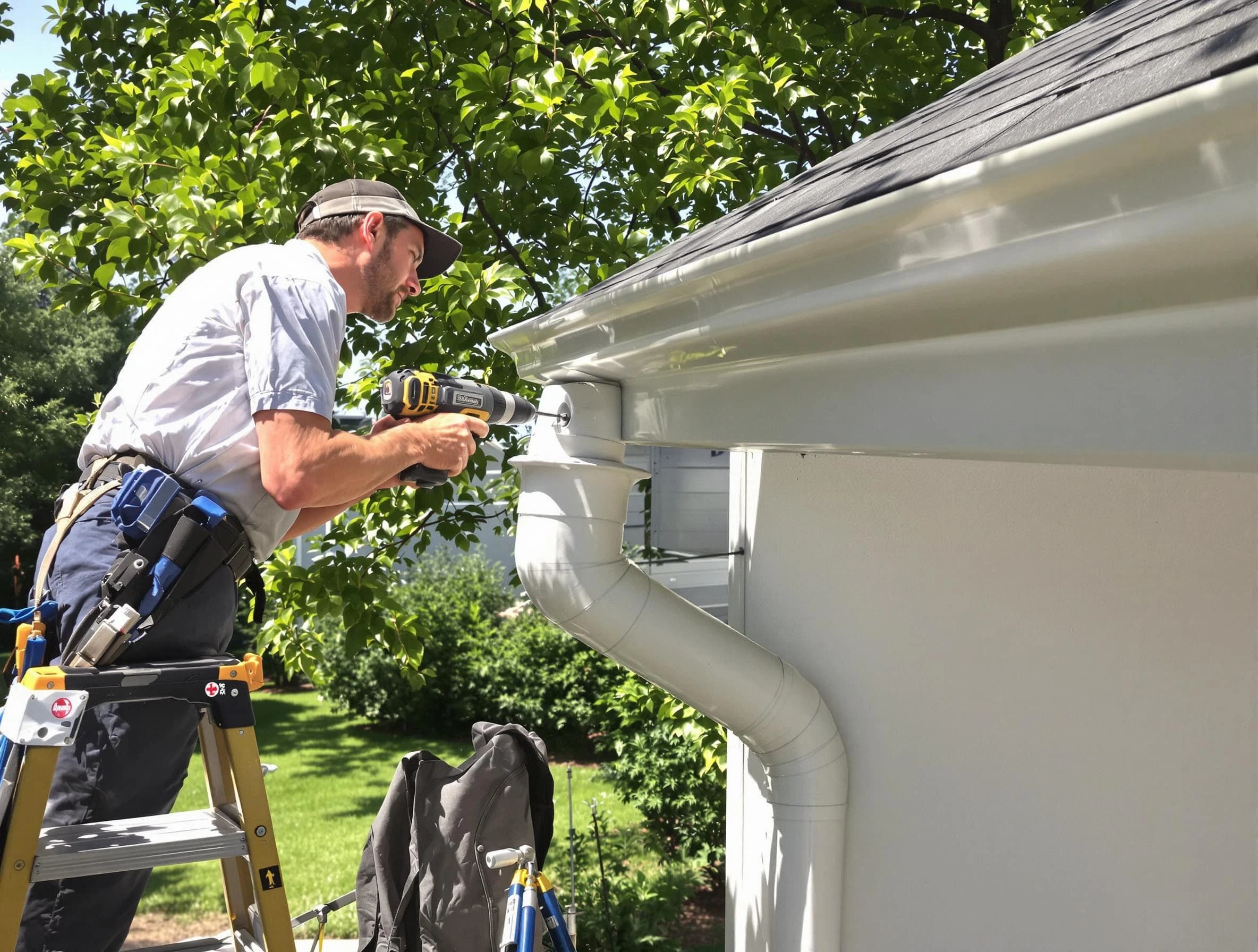 Properly installed rain gutters by Akron Roofing Company in Akron, OH