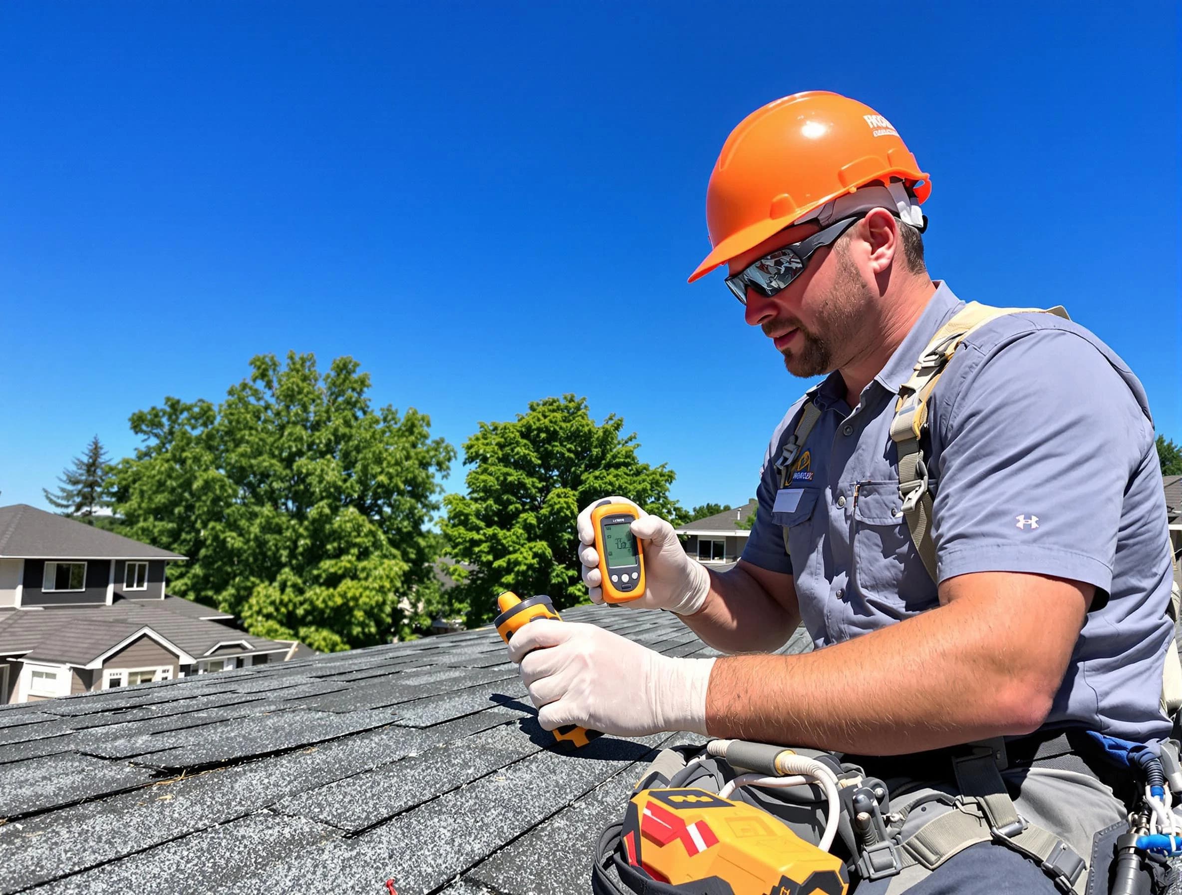 Akron Roofing Company conducting a roof inspection in Akron, OH