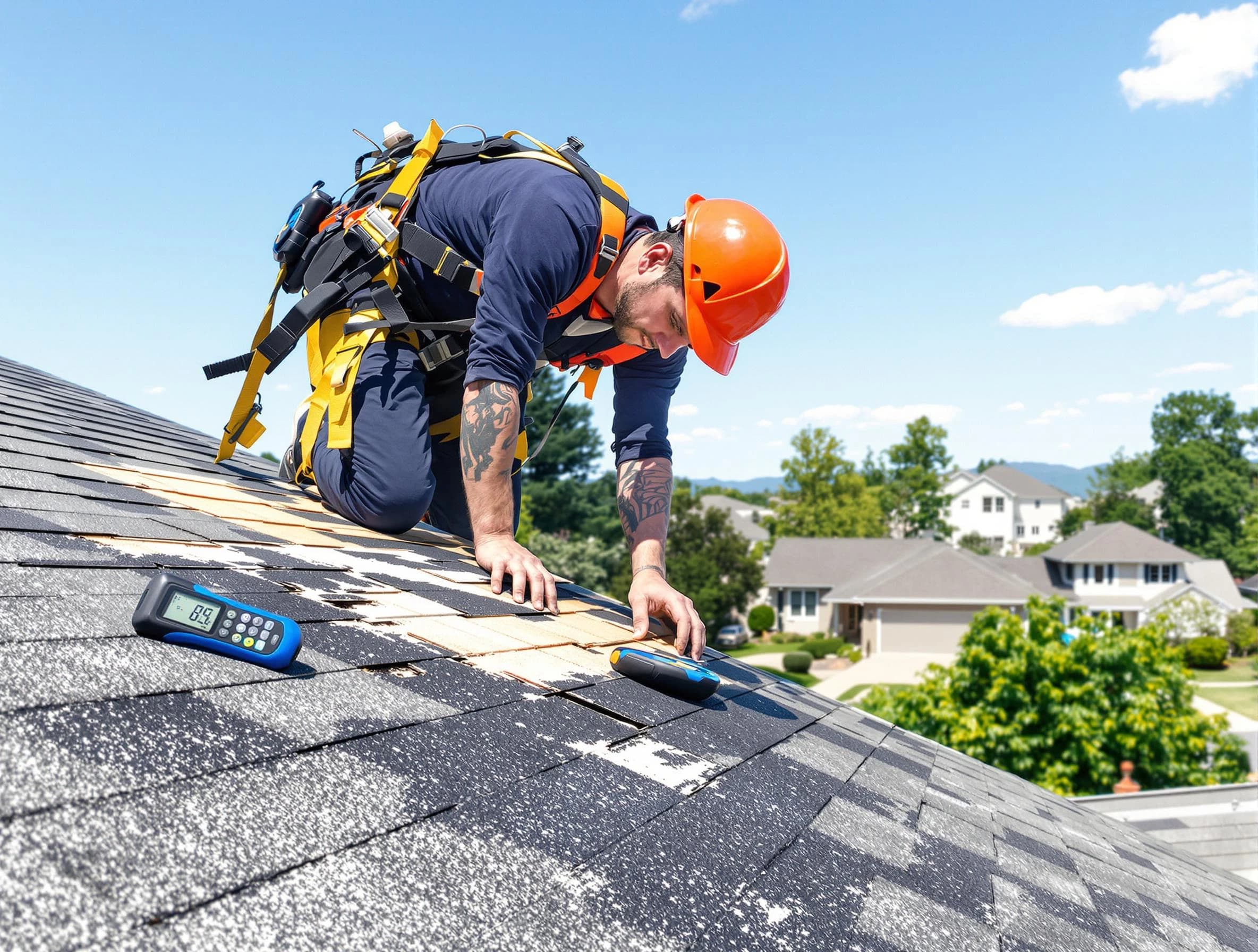 Akron Roofing Company professional performing roof repairs in Akron, OH