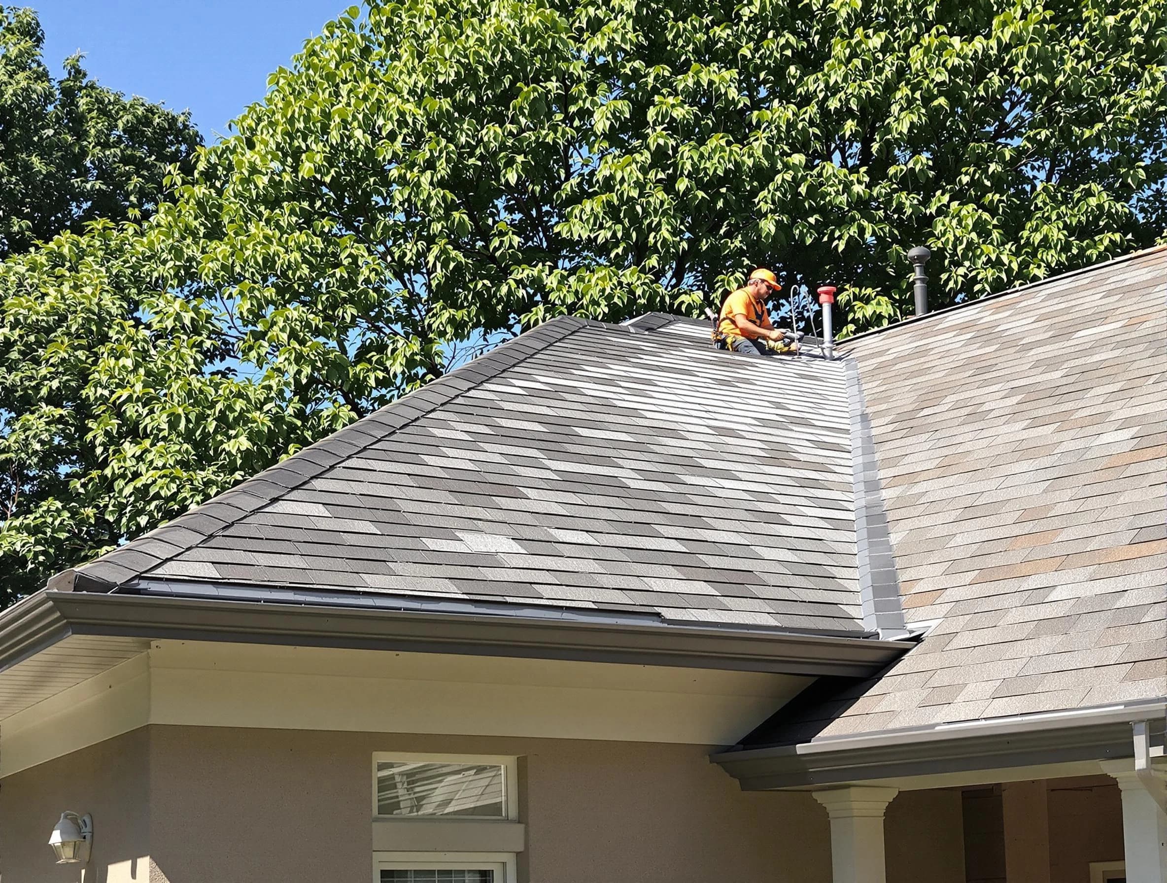 Newly completed shingle roofing by Akron Roofing Company in Akron, OH